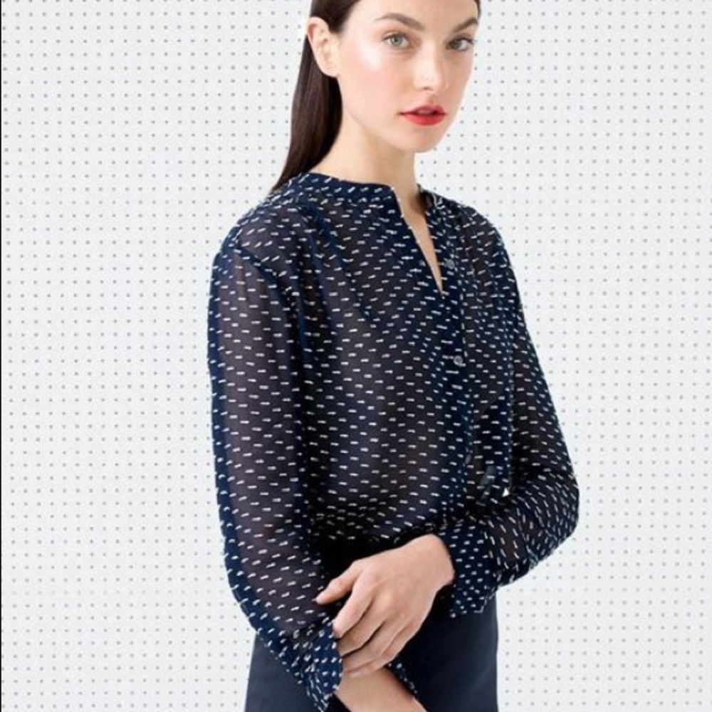 J Crew Silk Dash Dot Blouse